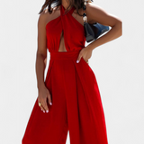 Jessica Mono Halter Cross Backless Wide Leg