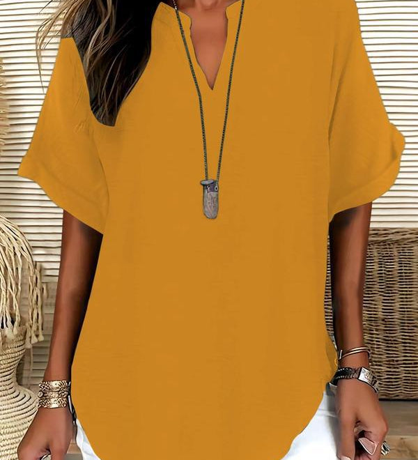 GENNEVA™ – Casual Plain Short Sleeve Blouse