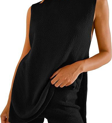 SAVINA™ – Sleeveless Lounge Pullover & Shorts Duo