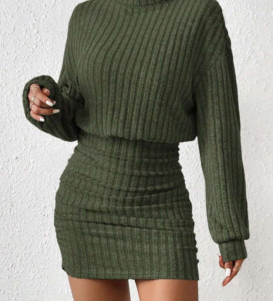 POPPY™ - Minimalist Ribbed Turtleneck Dress