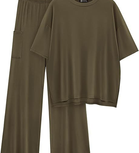 FILTA™ - Casual Basic Top and Elastic Waist Pants Set