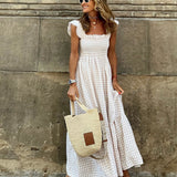 NANCY™ - Chic Retro Plaid Smocked Dress