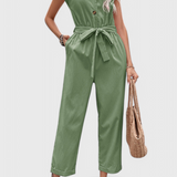 Marie Sleeveless Jumpsuit with Buttons