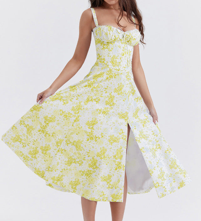 OPRAH™ - Casual Lace-Up Square Neck Midi Dress