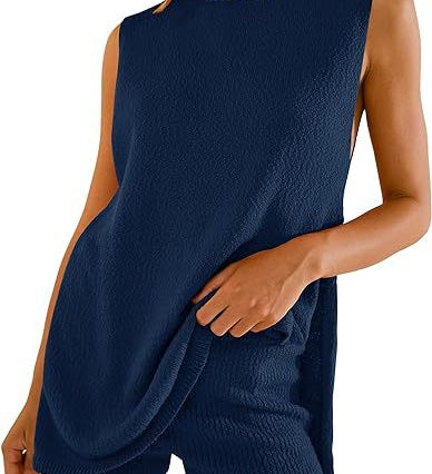 SAVINA™ – Sleeveless Lounge Pullover & Shorts Duo