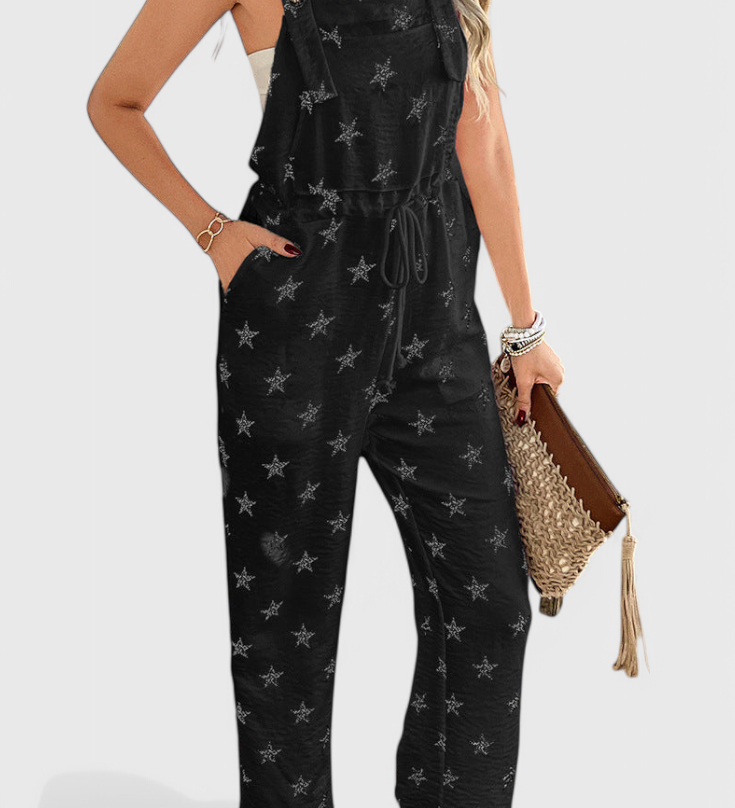 Bianca Relaxed Long Jumpsuit with Star Print