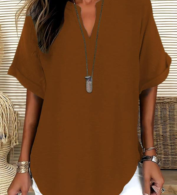 GENNEVA™ – Casual Plain Short Sleeve Blouse