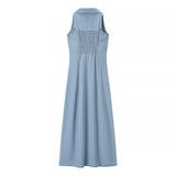 INOCENCIA™ – Classic Buttoned Down Deep V-Neck Maxi Dress