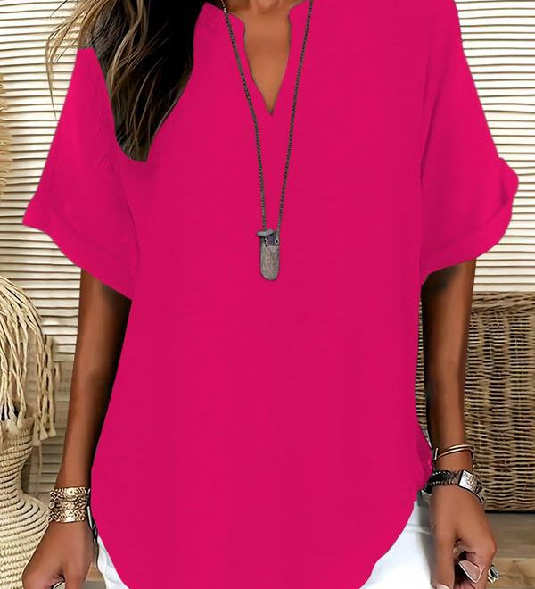 GENNEVA™ – Casual Plain Short Sleeve Blouse
