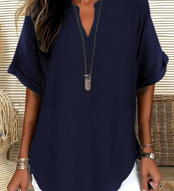 GENNEVA™ – Casual Plain Short Sleeve Blouse