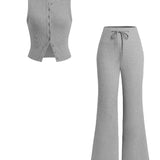 HILDA™ - Women’s Sleeveless Vest & Wide Leg Pants