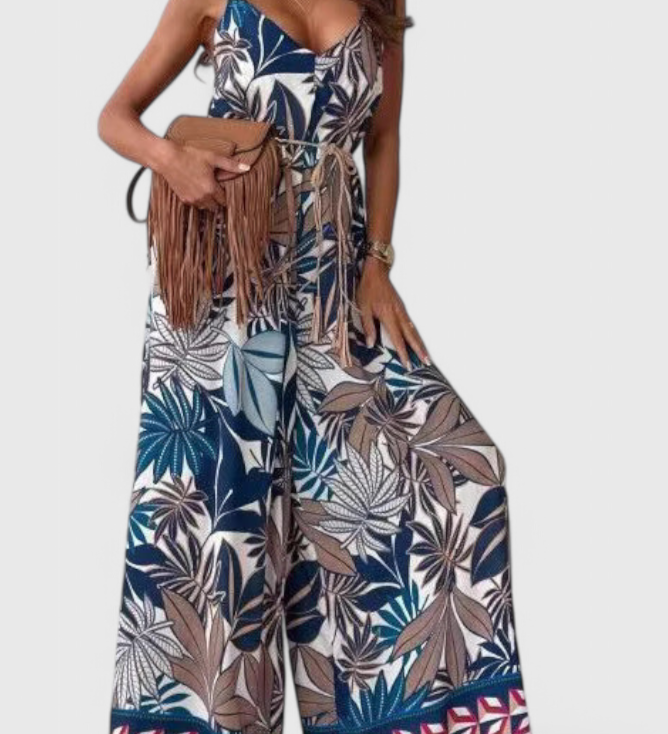 Gabriella Wide Leg Jumpsuit with Bold Print