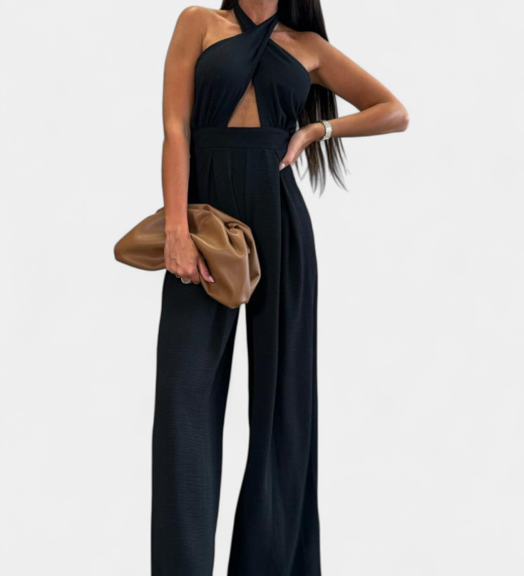 Jessica Mono Halter Cross Backless Wide Leg