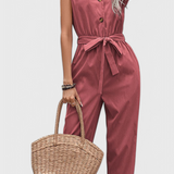 Marie Sleeveless Jumpsuit with Buttons