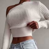 NADIA™ – Asymmetric One Shoulder Knit Sweater
