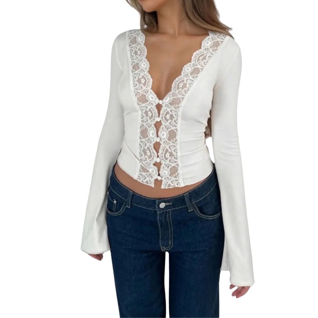ROXANNE™ – Lace Cropped Cardigan Top