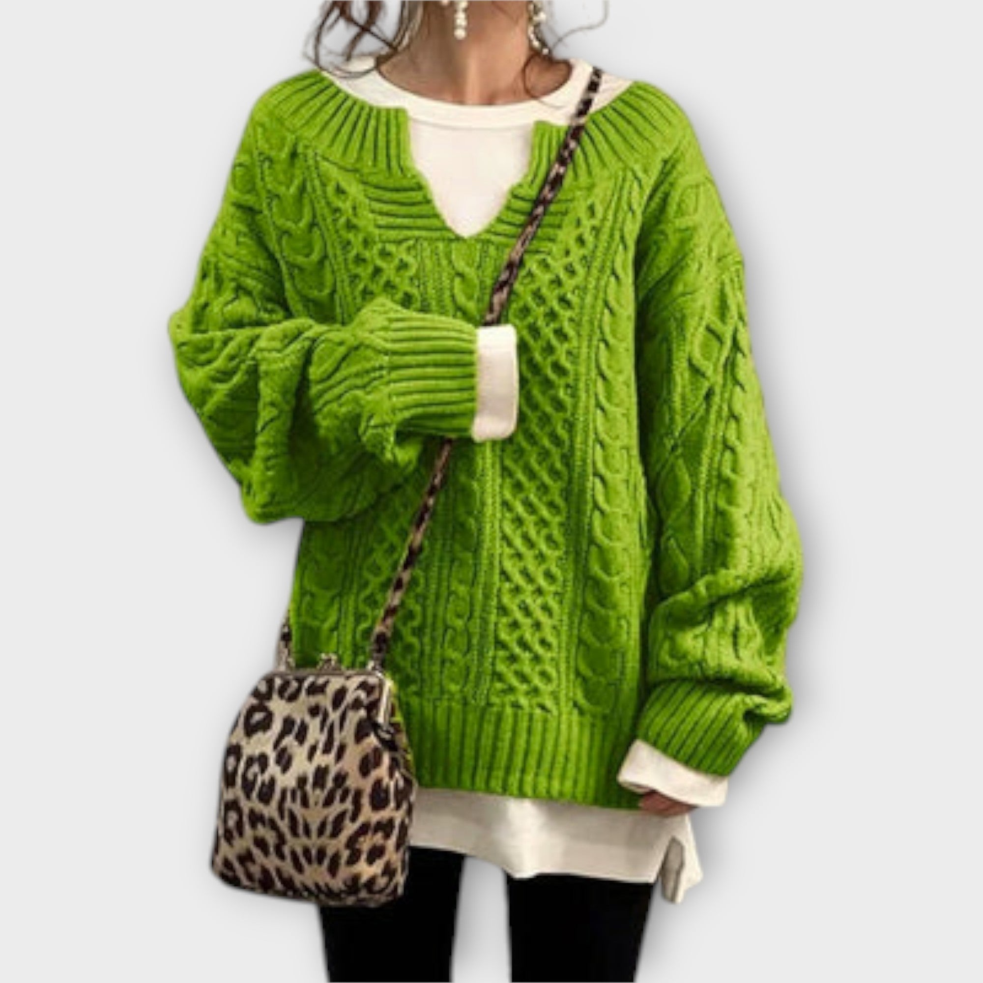 Suéter Oversize con Motivo de Trenza