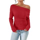 NAOMI™ – Sleek One-Shoulder Long-Sleeve Top