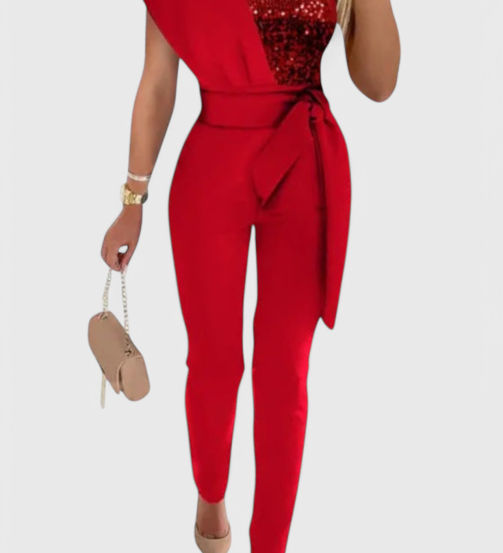 Layla Sequin One-Shoulder Jumpsuit