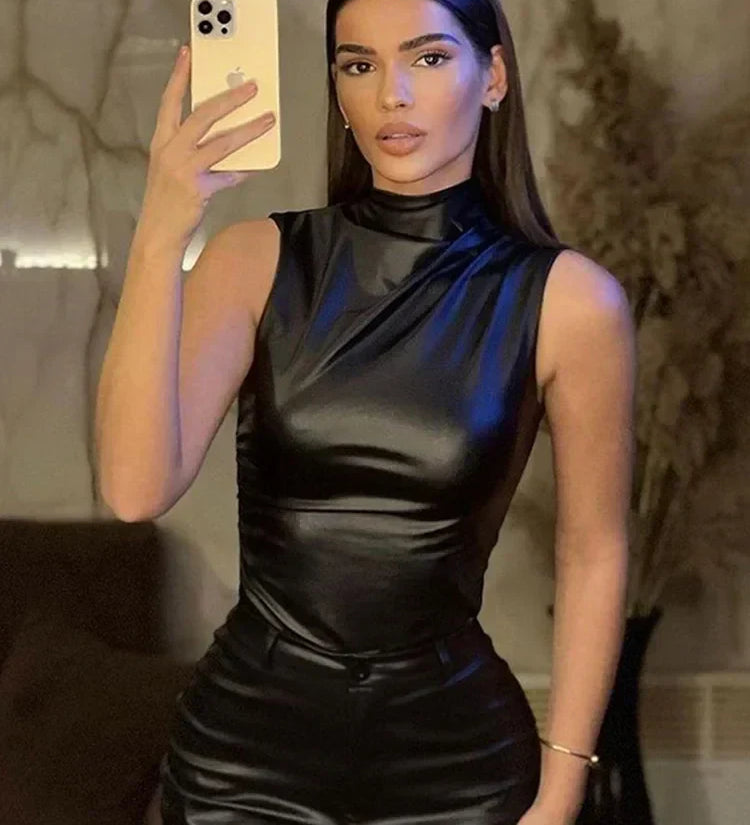 SERAN™ | Sleek Faux Leather Top