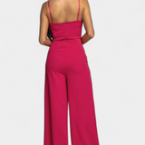 Prescillia Jumpsuit with Spaghetti Straps and Split Leg