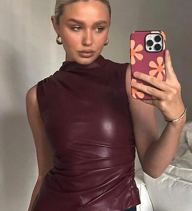SERAN™ | Sleek Faux Leather Top