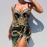 Débora – One-piece swimsuit with push-up effect and matching beach skirt