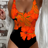 Sara - Elegant one-piece swimsuit with floral pattern