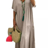 LINNEA™ – Soft Ruffle V-Neck Maxi Dress