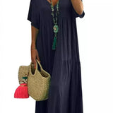 LINNEA™ – Soft Ruffle V-Neck Maxi Dress