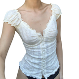 JOSSIE™ – Elegant V Neck Detailed Button Top