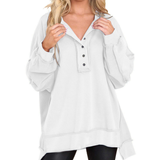 HARLOW™ – Cozy Button Henley Oversized Sweatshirt