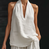 Carmen | Sleeveless Set with Wide-Leg Trousers