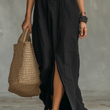 Carmen | Oversized Black Maxi Dress with Buttons