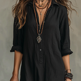 Carmen | Oversized Black Maxi Dress with Buttons