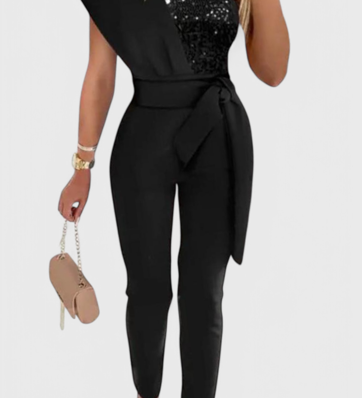 Layla Sequin One-Shoulder Jumpsuit