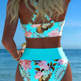 Eduarda - Bikini with contrasting floral pattern and slit