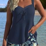 Beatriz | Striped Tankini with Beach Shorts in Two Pieces