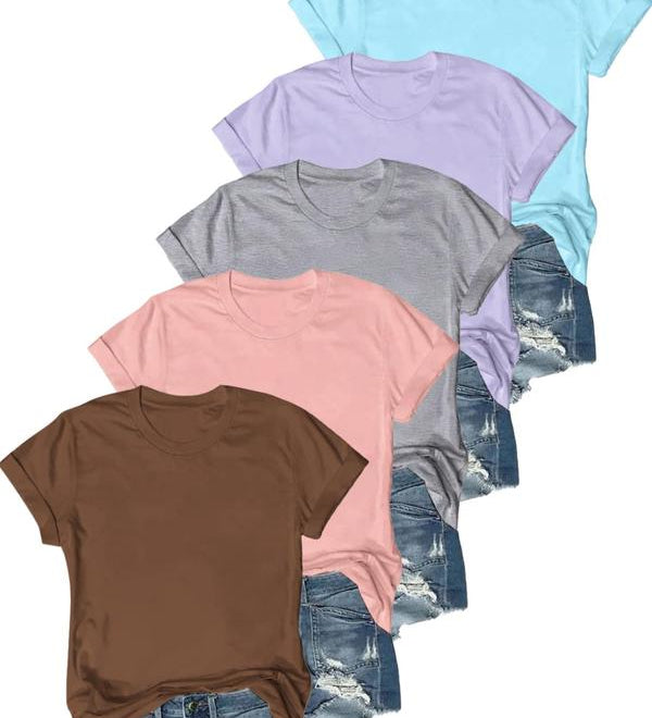 OLIVE™ - Casual Short Sleeve Tee (Pack of 5)