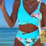 Eduarda - Bikini with contrasting floral pattern and slit