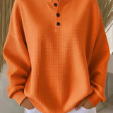 Nuria | Suéter Henley de Punto Waffle Acogedor