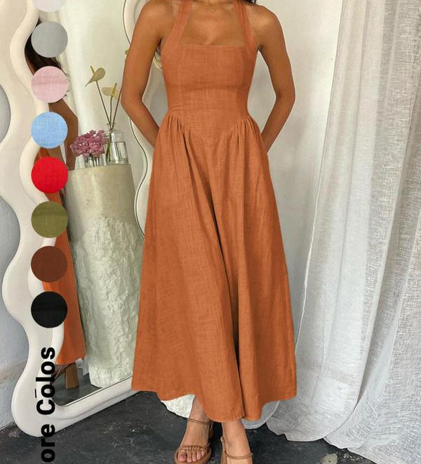 BILLIE™ - Women's Sleeveless Pocket Zipper Back A-Line Summer Dress
