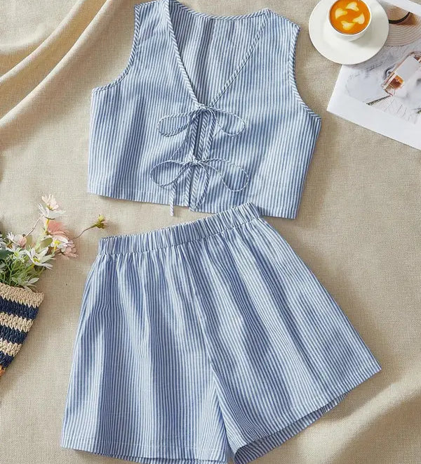 MOESHA™ - Chic Summer Sleeveless Vest and High-Waist Shorts Set