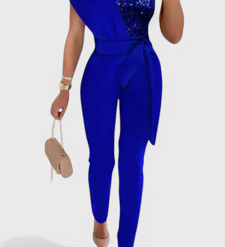 Layla Sequin One-Shoulder Jumpsuit
