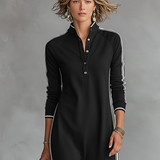 Sweat Maxi Dress Button Collar