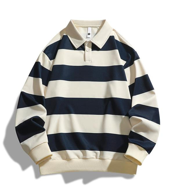 ZOE™ - Classic Fashion Striped Collar Long Sleeve Sweatshirt