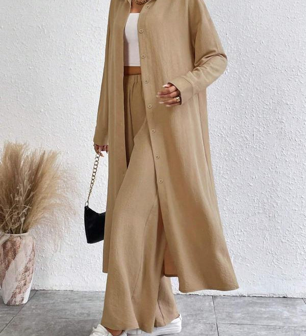 AIMIE™ - Cozy Long Sleeve Top & Wide Leg Trousers Set