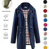 QING™ - Casual Drawstring Zip Up Hooded Trench Coat