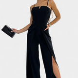 Prescillia Jumpsuit with Spaghetti Straps and Split Leg