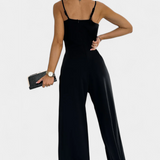 Prescillia Jumpsuit with Spaghetti Straps and Split Leg